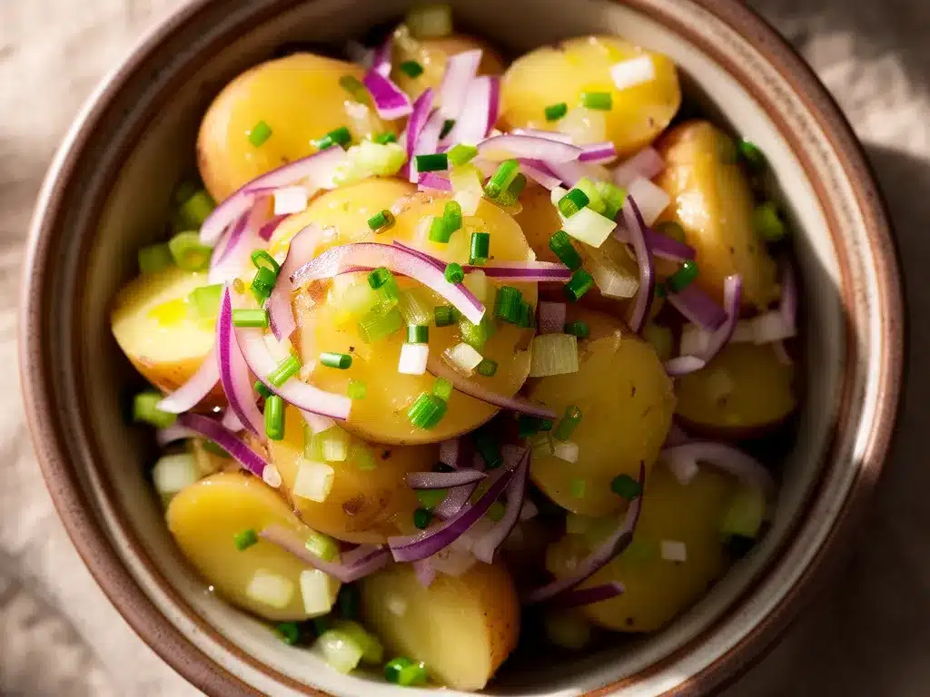 Bayerischer Kartoffelsalat: Cremig & Lecker – 5 Min. Rezept 4 bayerischer Kartoffelsalat preparation steps