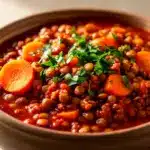 cremige Linsenbolognese mit Karotten - featured image
