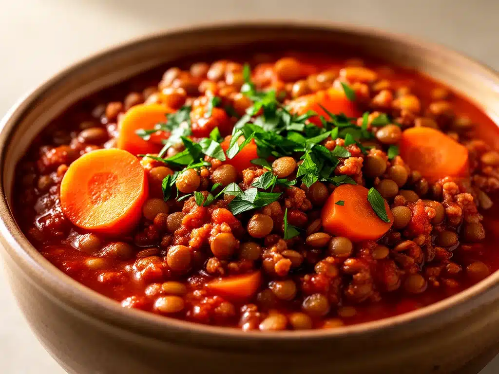 cremige Linsenbolognese mit Karotten - featured image