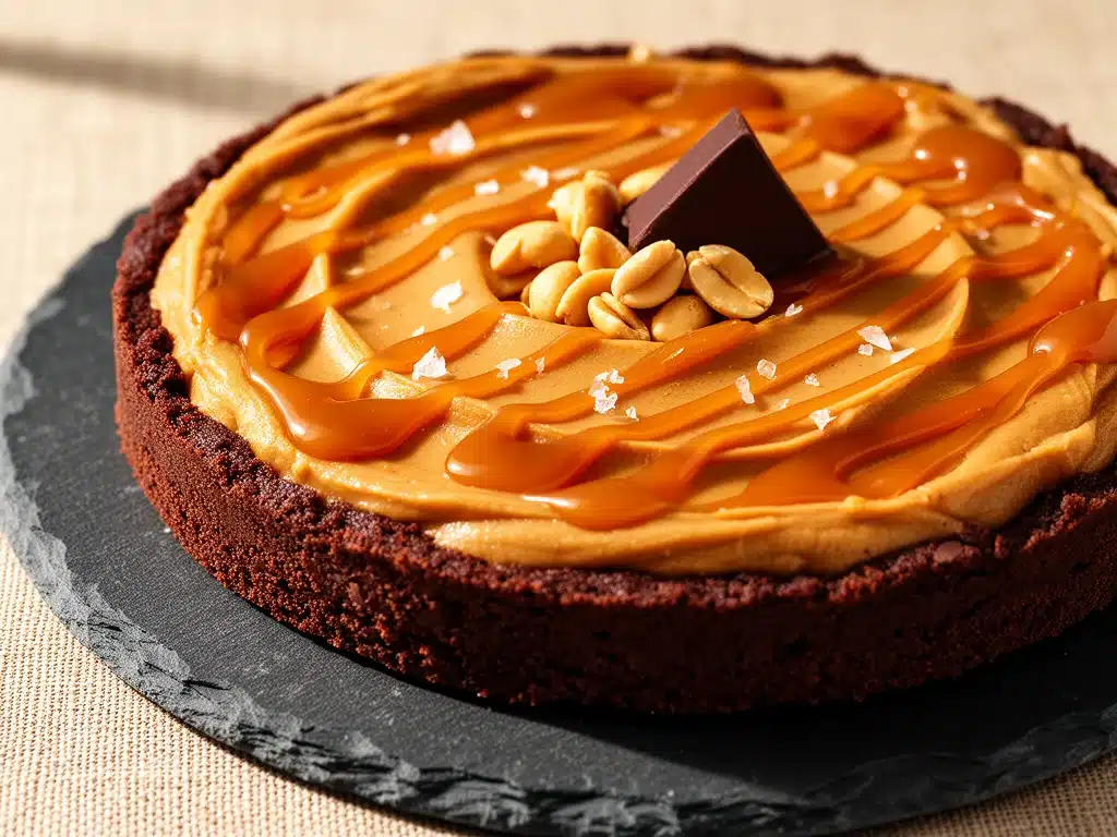 Cremige Schokolade-Erdnussbutter Tarte mit Karamell - featured image