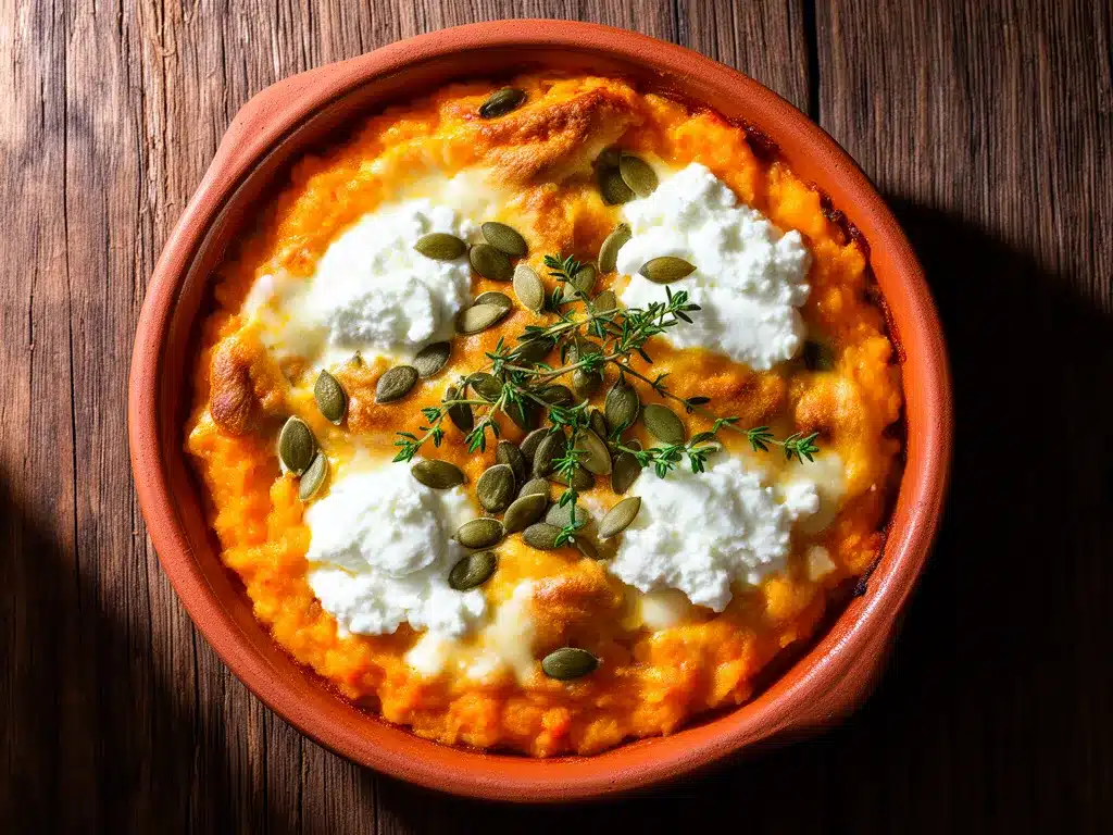 Cremiger Erntedank Kürbis Auflauf mit Ziegenkäse: Der perfekte Herbst-Essen 4 Cremiger Erntedank Kürbis Auflauf mit Ziegenkäse preparation steps