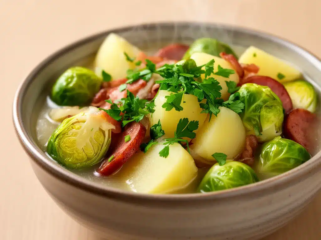 cremiger Rosenkohl-Eintopf mit Kartoffeln - featured image