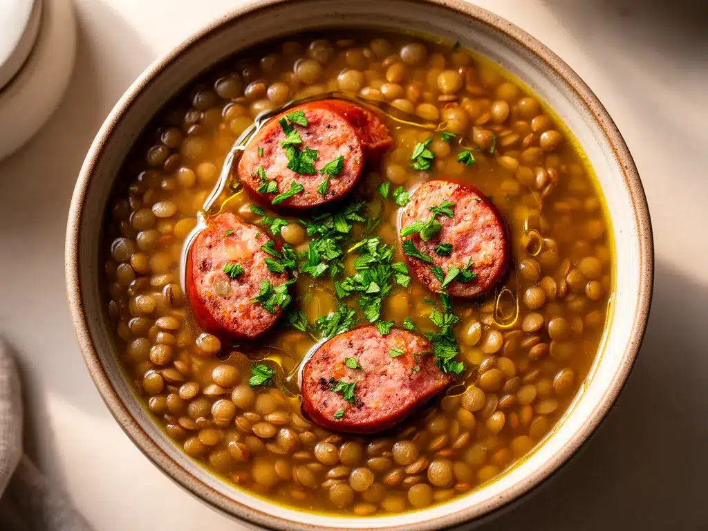 Günstige Linsensuppe mit Würstchen: 30 Min. Rezept 4 Günstige Linsensuppe mit Würstchen preparation steps