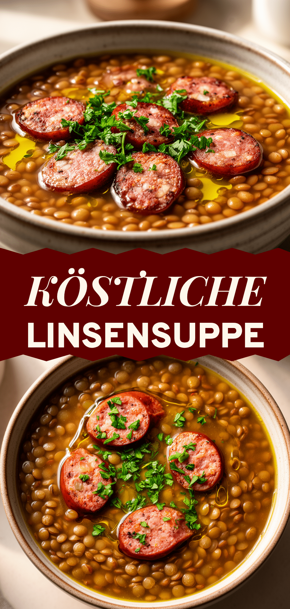 Günstige Linsensuppe mit Würstchen: 30 Min. Rezept 5 Günstige Linsensuppe mit Würstchen recipe