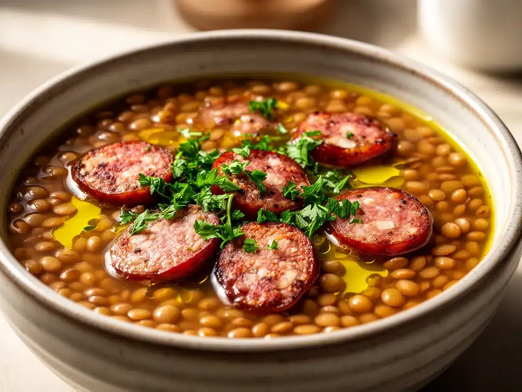 Günstige Linsensuppe mit Würstchen - featured image