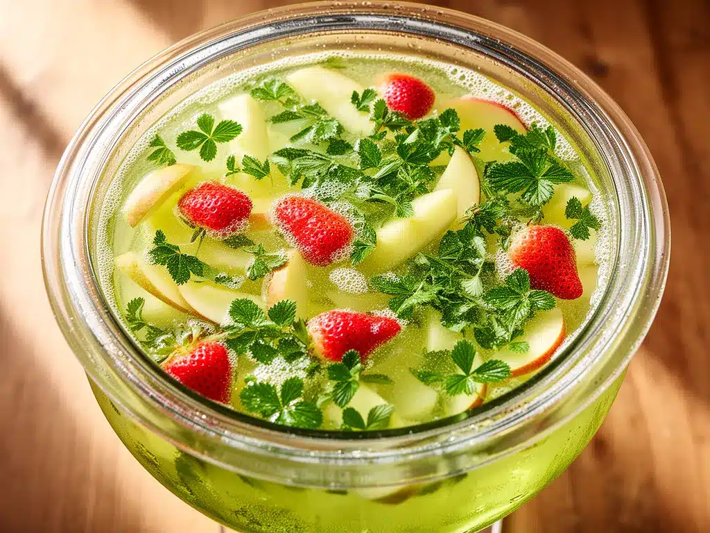 Oktoberfest Bowle: 5 Min. Waldmeister Prosecco 4 Oktoberfest Bowle preparation steps