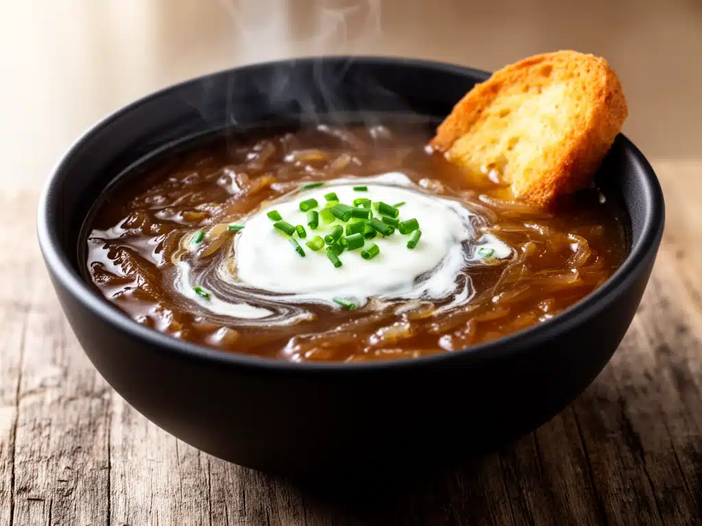 perfekt karamellisierte Zwiebelsuppe - featured image