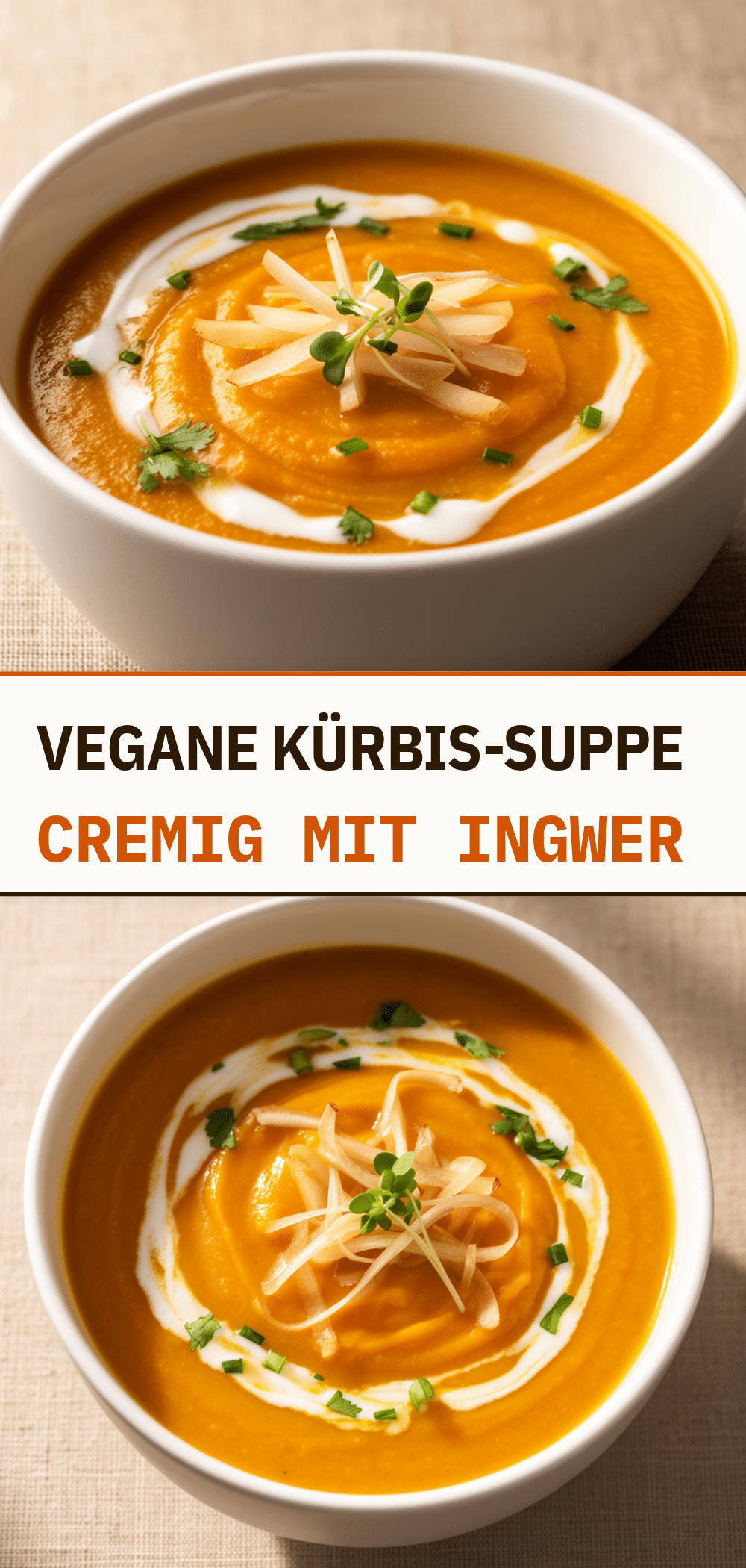 Vegane Kürbis-Kokos-Suppe: 15 Min. Rezept 5 veganen Kürbis-Kokos-Suppe mit Ingwer recipe