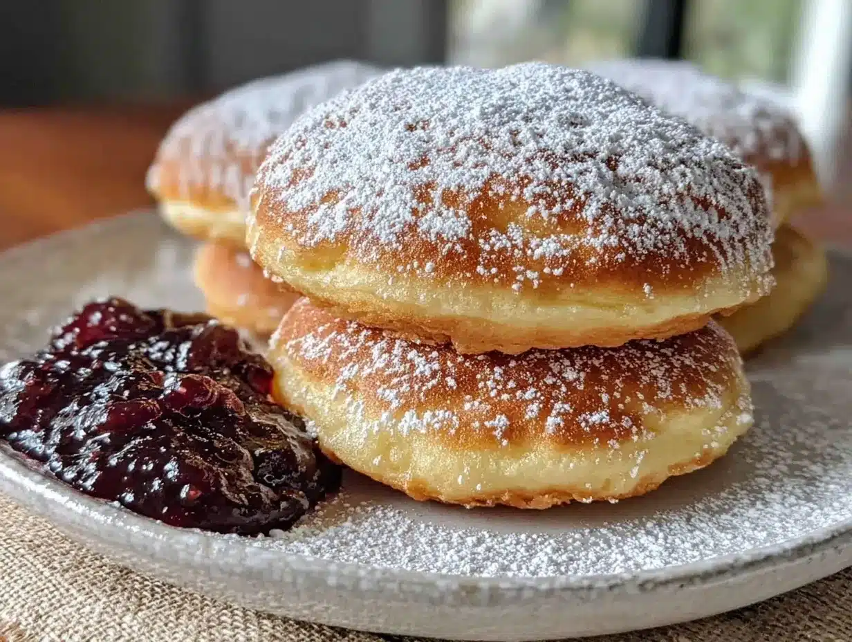 Fluffige Berliner Pfannkuchen: Easy 20-Minuten Rezept mit Pflaumenmus 4 fluffige Berliner Pfannkuchen preparation steps