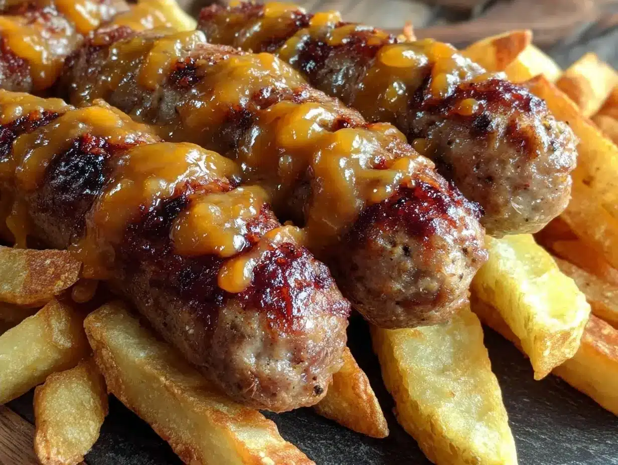 Oktoberfest Currywurst vom Blech: 30 Min., 1 Pfanne 4 Oktoberfest Currywurst vom Blech preparation steps